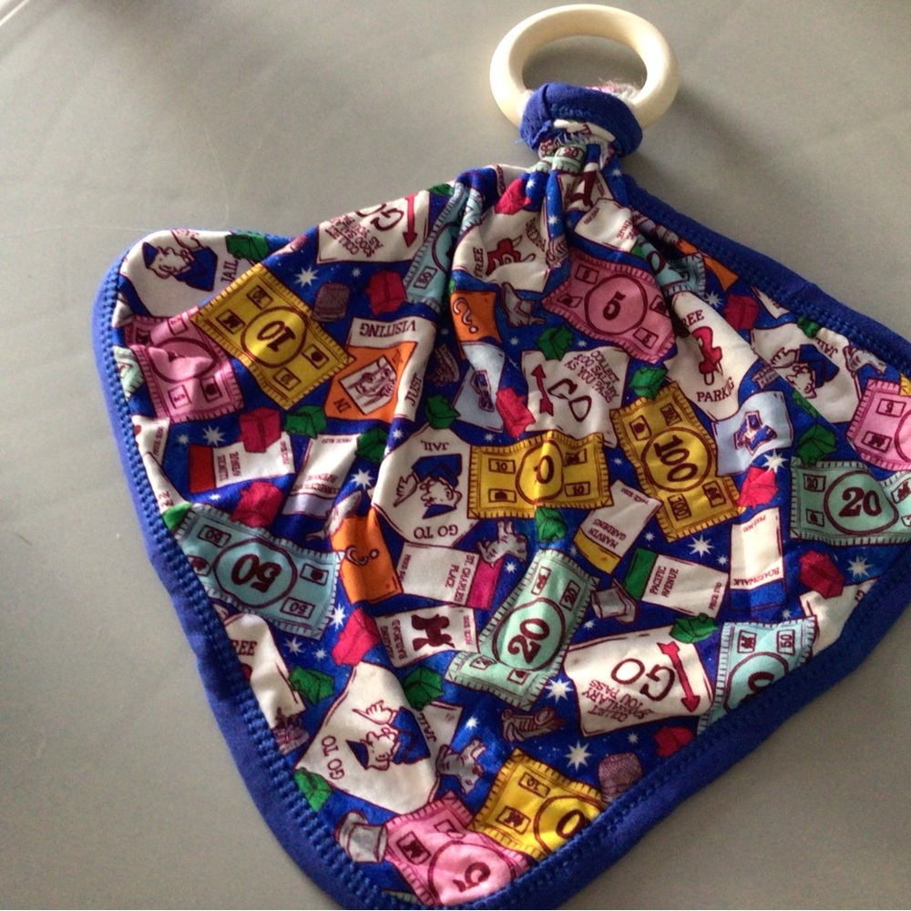 Colorful Kids' Security Blanket with Ring